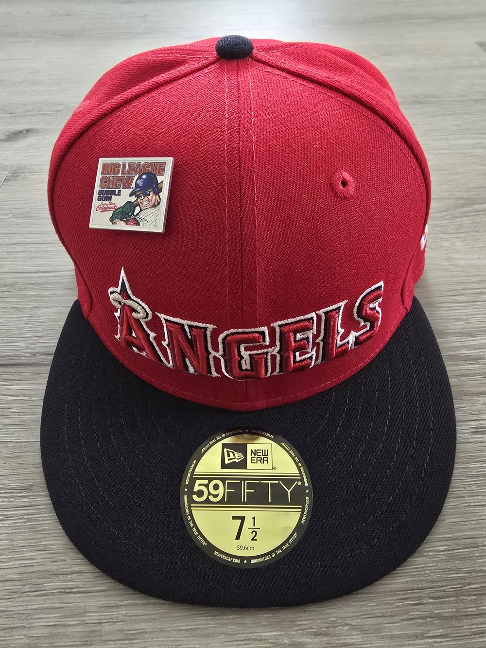 New Era Los Angeles Anaheim Angels Fitted Hat w/Pin Big League Chew Size 7 1/2